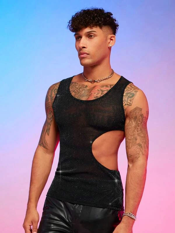 Men's Cut Out Mesh Tank Top (Sizes S, M, L, XL)