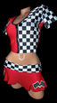 2 Piece Red Grid Girl Costume (Size S-M)