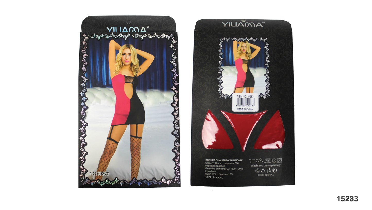 Red & Black Bodystocking Dress (One Size)