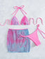 Pink & Blue Mesh Bikini & Skirt (Sizes S-M, L)