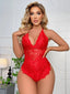 Red Floral Lace Teddy Bodysuit (Sizes S, M, L, XL)