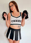 4pk Black Cheerleader Costume Set (Sizes M, L)