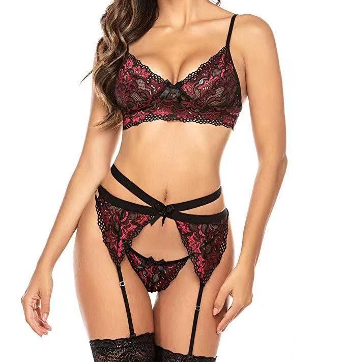 3 Piece Embroidered Lace Set (Sizes L, XL)