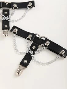 2pk Chain & Heart Leg Ring Garters