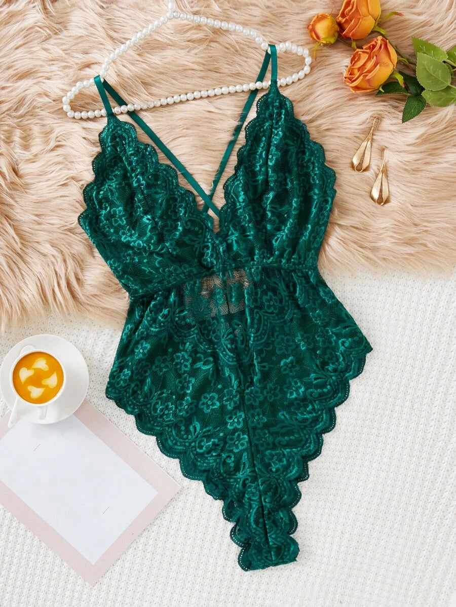 Plus Green Lace Teddy/Bodysuit (Sizes 1XL, 2XL)