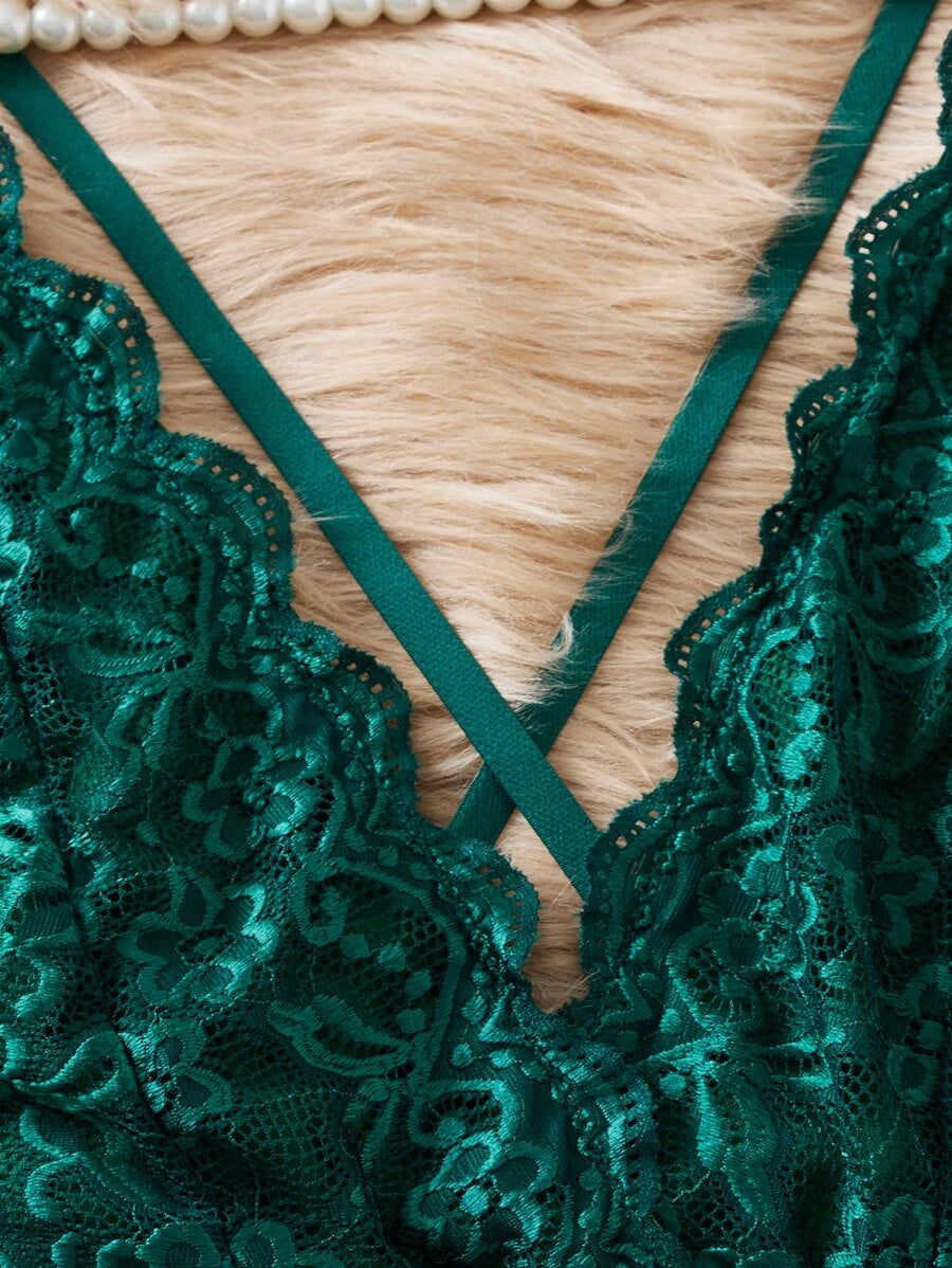 Plus Green Lace Teddy/Bodysuit (Sizes 1XL, 2XL)