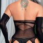 Black Criss Cross Bodystocking With Gloves