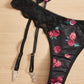 Roses Bra, Panty & Garter Set (Sizes S, XL)
