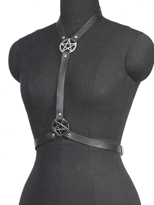 Black Gothic Star Harness Belt (Size S)
