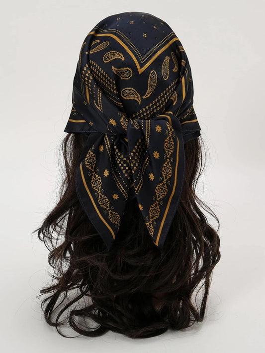 Navy/Gold Vintage Boho Bandana Head Wrap Head Band