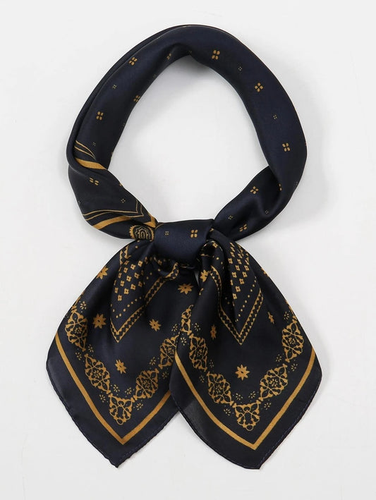 Navy/Gold Vintage Boho Bandana Head Wrap Head Band