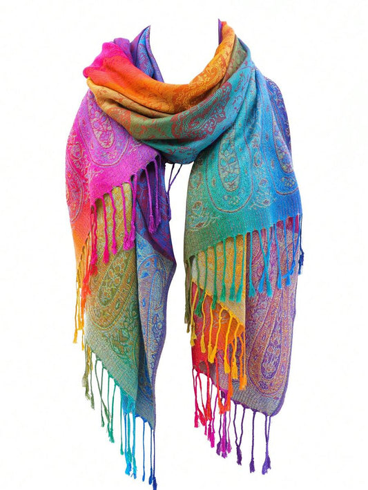 Boho Silk Pashmina Scarf Shawl