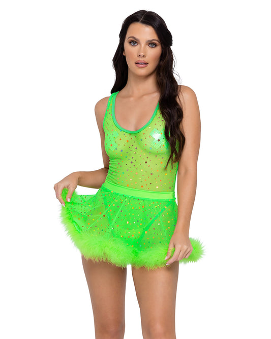 RAVE Green Sheer Dotted Skirt