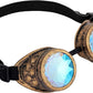 Bronze Kaleidoscope Steampunk Rave Goggles with Rainbow Crystal Glass Lens