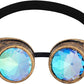 Bronze Kaleidoscope Steampunk Rave Goggles with Rainbow Crystal Glass Lens