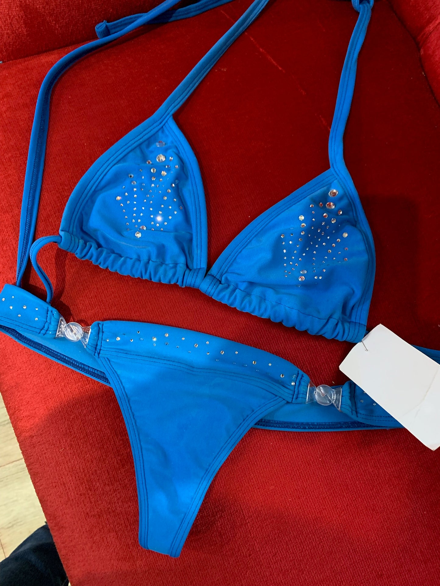 Blue Diamonte Stripper Clips Bikini (One Size)