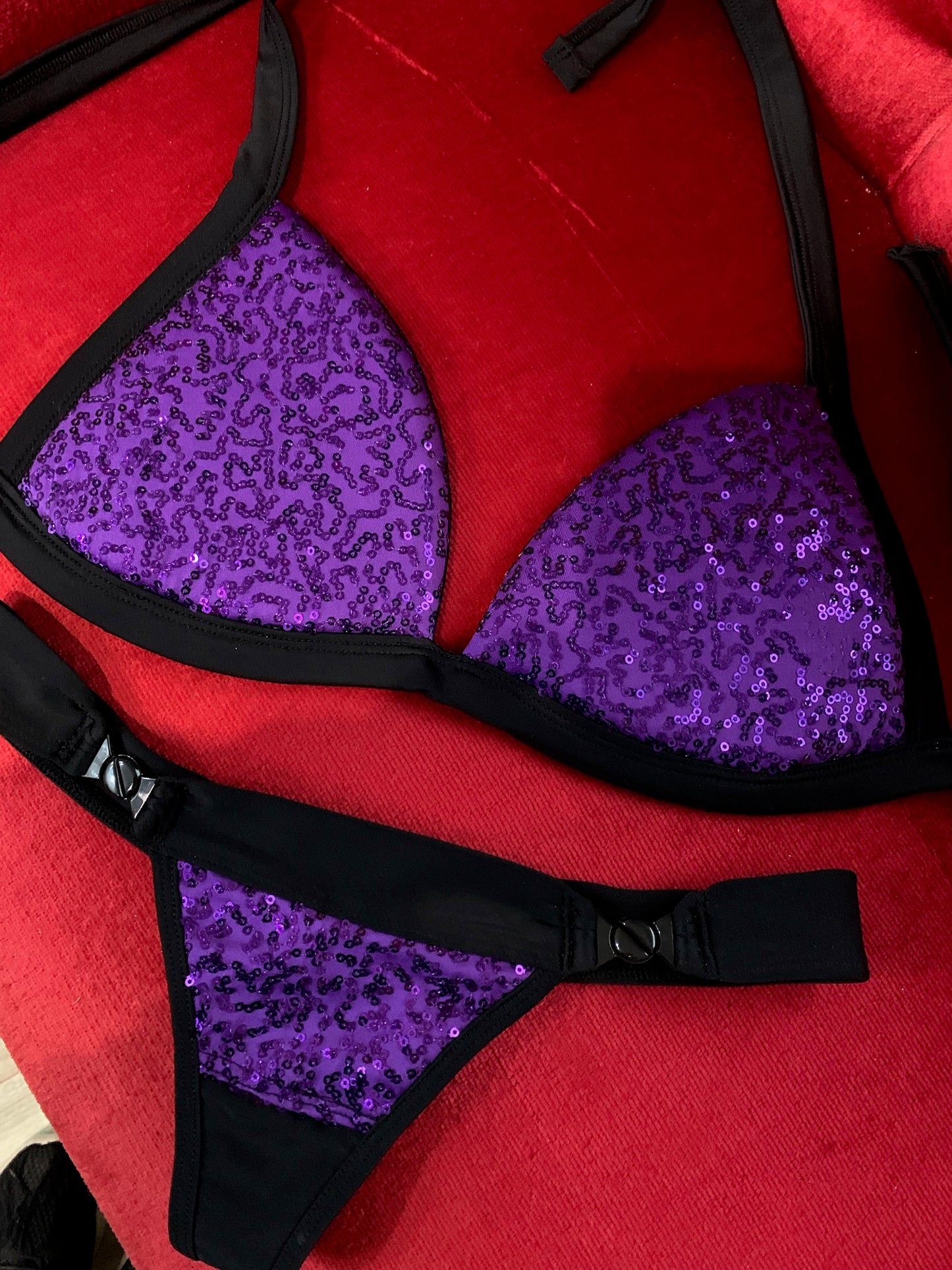 Purple Glitter Stripper Clips Bikini (One Size)