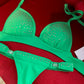 Green Diamonte Stripper Clips Bikini (One Size)