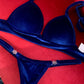 Navy Velvet Stripper Clips Bikini (Size M)