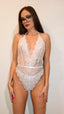 White Floral Lace Teddy Bodysuit (Sizes S, M, L)