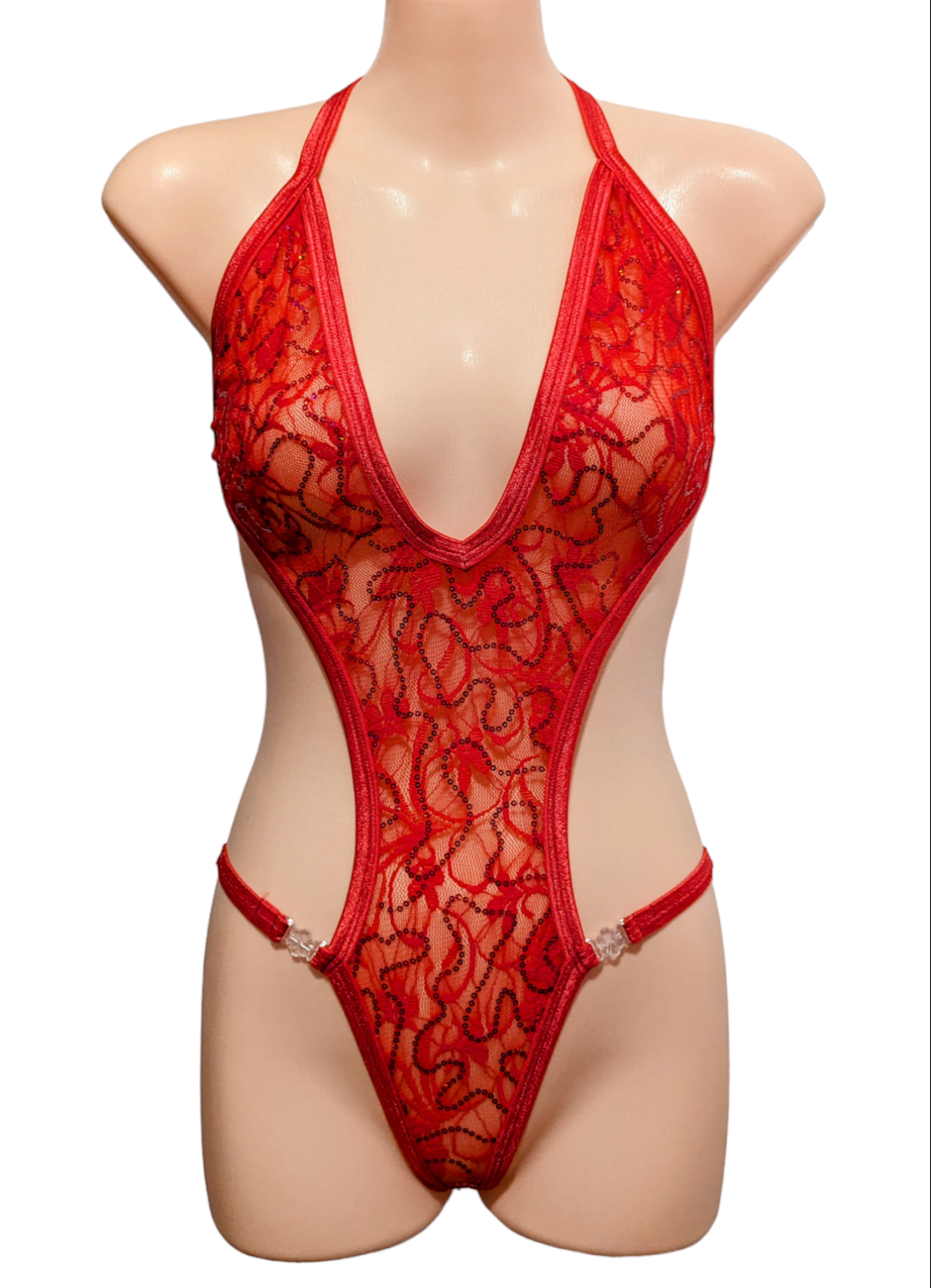 Strappy Stripper Clips Teddy Bodysuit (One Size)