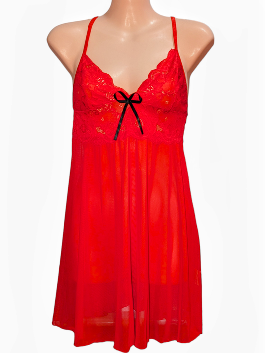 Red Sheer Babydoll (Sizes S, M, L)