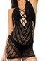 Black Halter Fishnet Dress (One Size)