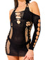 Black Fishnet Dress With Gems (One Size)