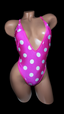 Pink Polka Dot Stripper Clips Bodysuit (Size S-M)