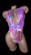 Pastel Hologram Criss Cross Bodysuit (Size S-M)