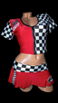 2 Piece Red Grid Girl Costume (Size S-M)