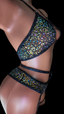 RAVE Sequin Criss Cross Top & High Waisted Bottoms With Leg Rings