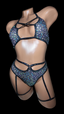 RAVE Sequin Criss Cross Top & High Waisted Bottoms With Leg Rings