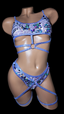 RAVE Sequin Purple Strappy Top & Bottoms With Attached Leg Rings