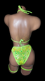 RAVE Lime Sequin Triangle Tie Up Top & Bottoms With Attached Leg Rings