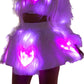 RAVE Light-Up Pink Heart White Shag Skirt