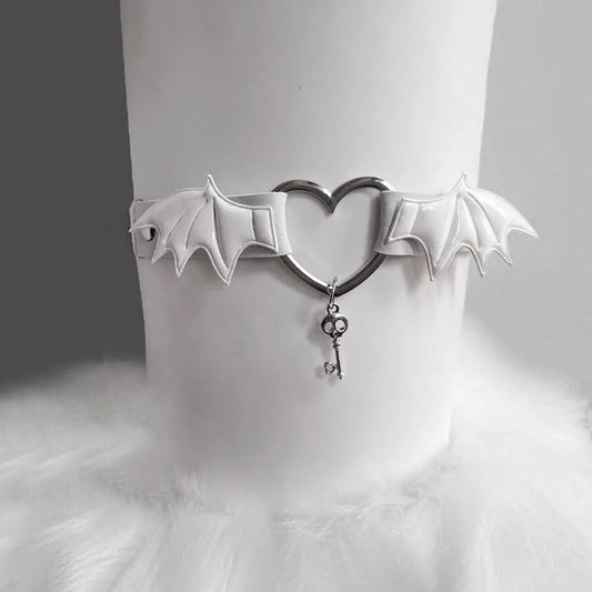 Gothic Heart and Bat Wing Ling Ring