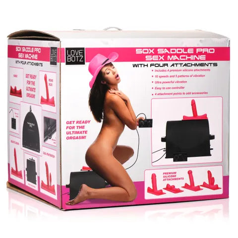 LoveBotz 50X Saddle Pro Sex Machine With 4 Attachment Dildos