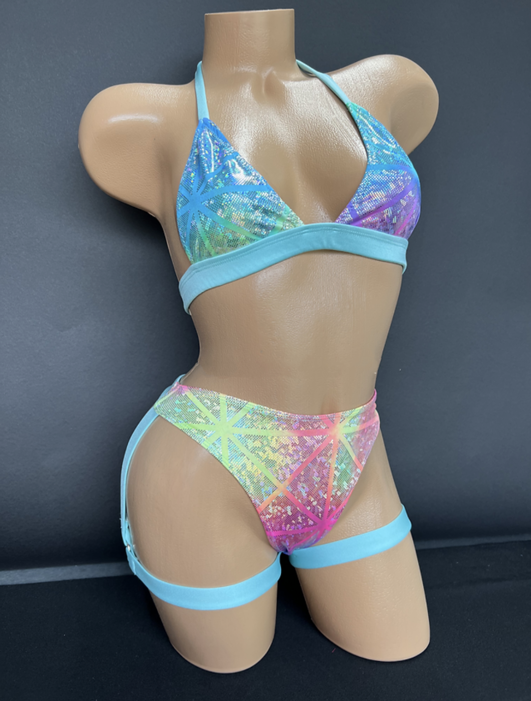 Pixie Hologram Garter Thong Bikini (Size S/M)