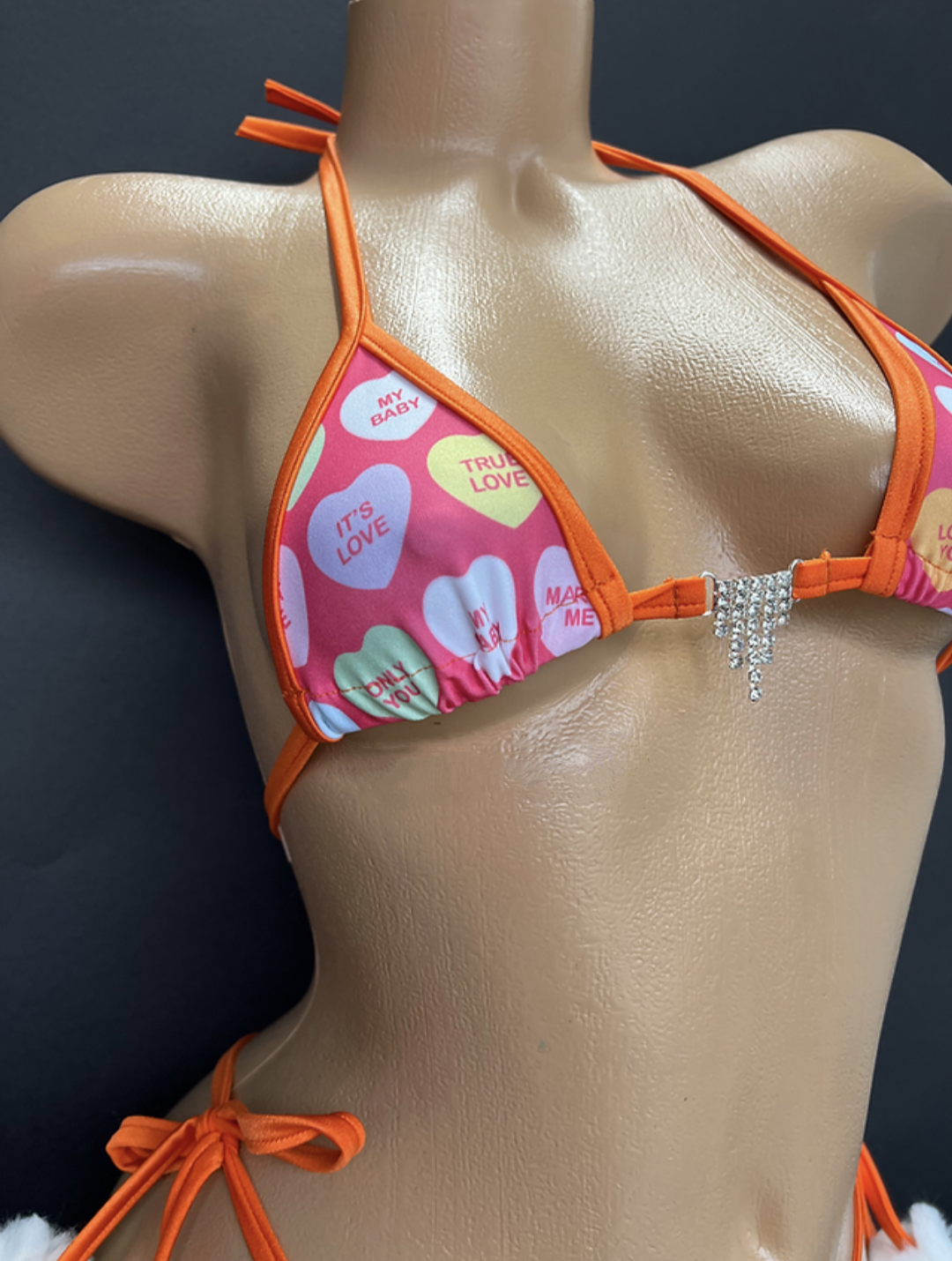 Candy Hearts Bikini With Pom Poms (Size S/M)