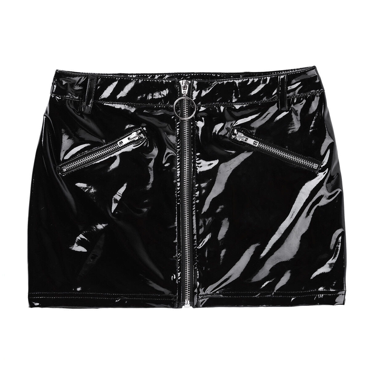 Black PVC Zipper Skirt (One Size)