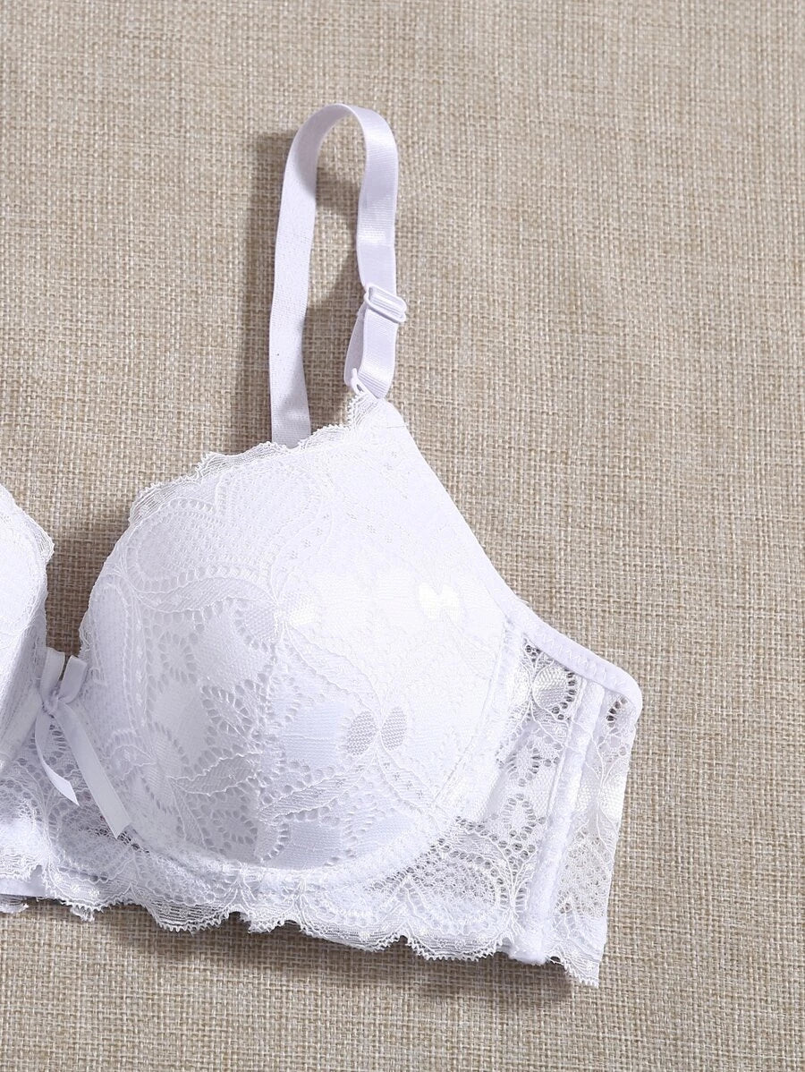 White Padded Underwire Lingerie Set (Size S)
