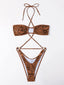 Snakeskin Criss Cross One Piece Bikini (Sizes S, M, L)