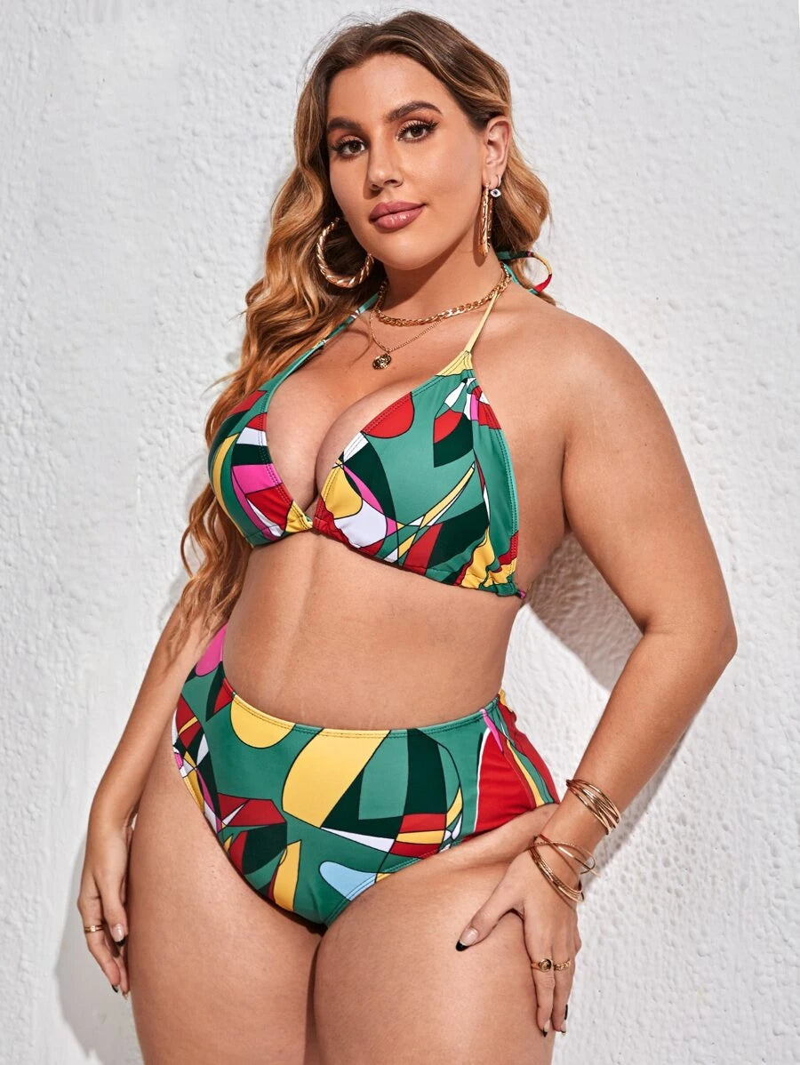 Plus Allover Swimsuit & Cover Up 3 Piece (Sizes XL)