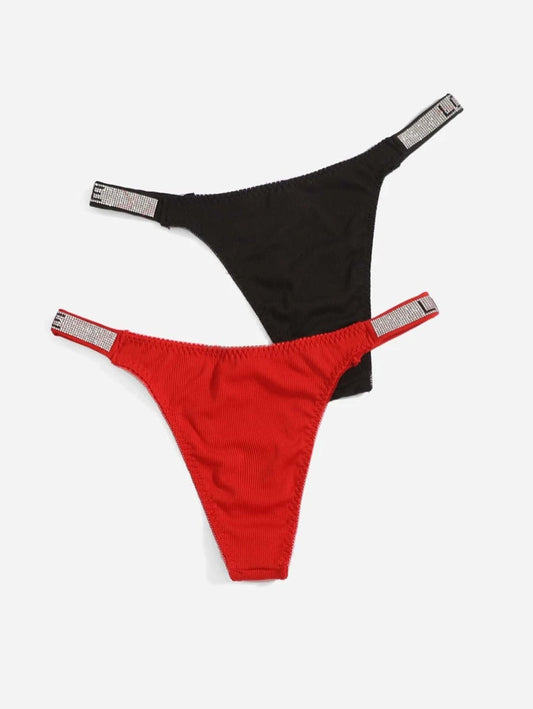 Plus Diamond Love Panty- Red/Black (Sizes 1XL, 2XL)