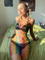Rainbow Fishnet Set (One Size)