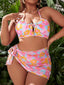 Plus Floral Bikini Set & Beach Skirt (Sizes 0XL, 1XL, 2XL)