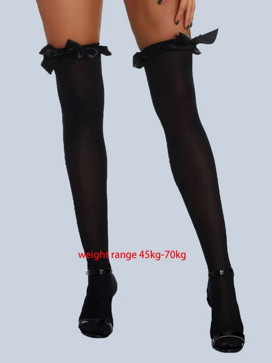 Bow Knot Thigh High Stockings- One Size