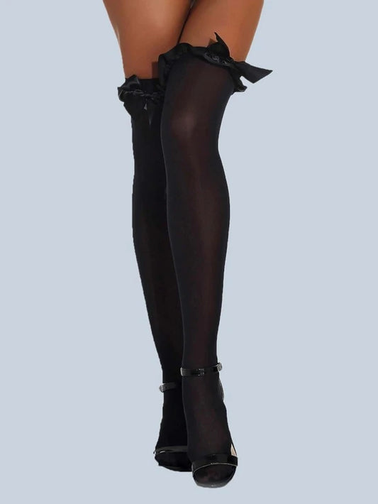 Bow Knot Thigh High Stockings- One Size