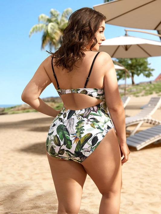 Plus Tropical Print Swimsuit (Sizes 0XL, 1XL)